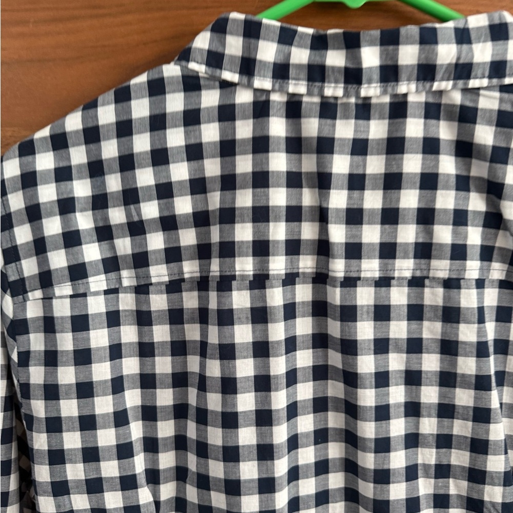 J. Crew Factory Long Sleeve Gingham Women's Blouse Shirt Size L - Picture 7 of 8